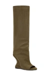 Azalea Wang Vincent Knee High Open Toe Boot In Green
