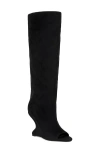 Azalea Wang Vincent Peep Toe Wedge Boot In Black