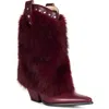 Azalea Wang Violetta Faux Fur Western Bootie In Burgundy