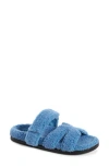 Azalea Wang Vivek Faux Shearling Slide Sandal In Blue