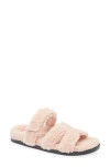 Azalea Wang Vivek Faux Shearling Slide Sandal In Pink