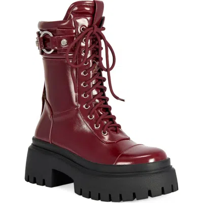 Azalea Wang Wednesday Faux Leather Boot In Burgundy