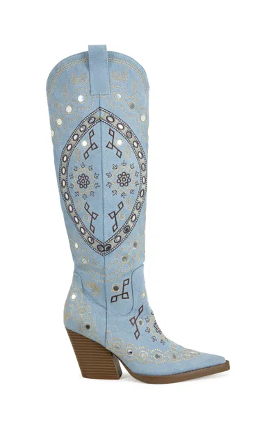 Azalea Wang Aamina Over The Knee Western Boot In Multi