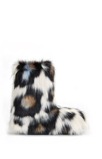 Azalea Wang Women's Albert Leopard Faux Fur Boots In White/black/brown In Multi