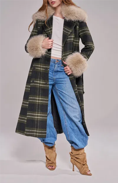 Azalea Wang Women's Avenna Plaid Trench Coat In Green