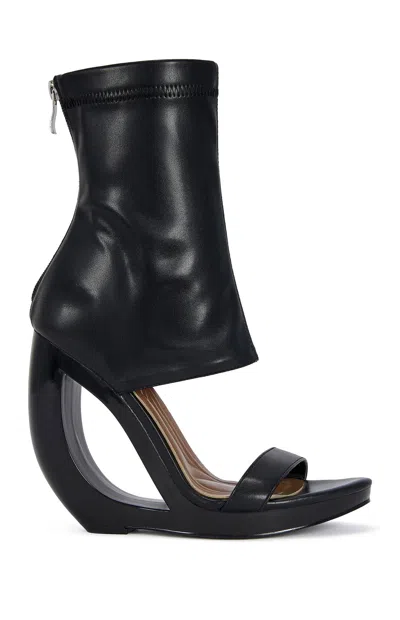 Azalea Wang Dumisani Bootie Wedge Sandal In Black