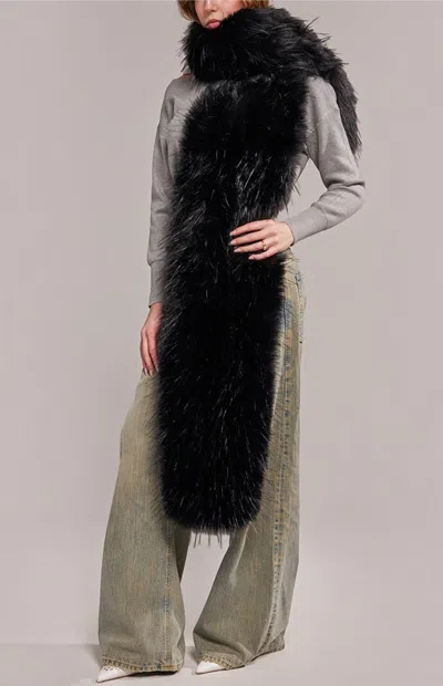 Azalea Wang Women's Black Starlet Faux Fur Scarf
