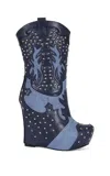 Azalea Wang Callia Platform Western Boot In Blue