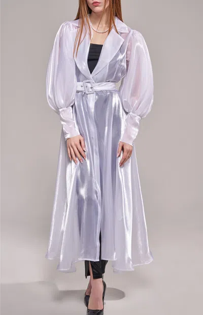 Azalea Wang Cassara Sheer Trench Coat In White