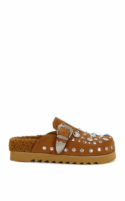 AZALEA WANG WOMEN'S CHATTER SHERPA LINED CLOG IN BROWN