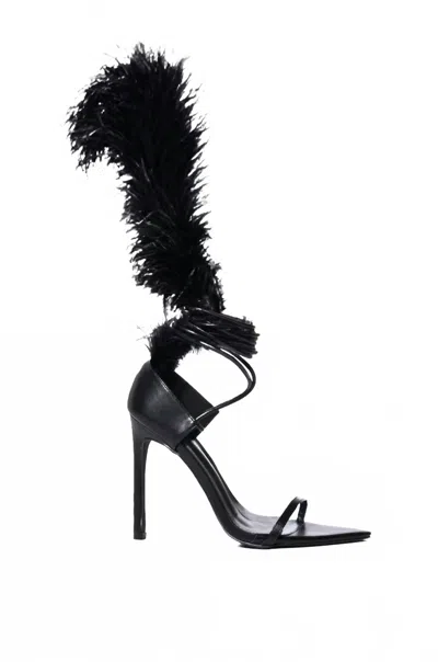 Azalea Wang Women's Cleasby Feather Stiletto Sandal In Black