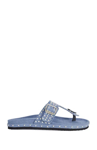 Azalea Wang Women's Daisy Chain Denim Studded Sandals In Denim Blue