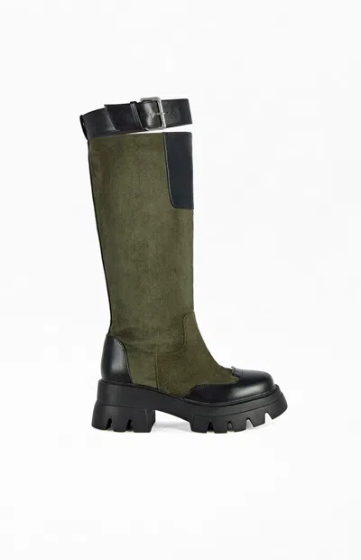 Azalea Wang Women's Dalila Olive Chunky Moto Boots In Multi