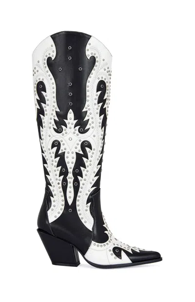 Azalea Wang Women's Donovan Western Boots In Black/white In Multi