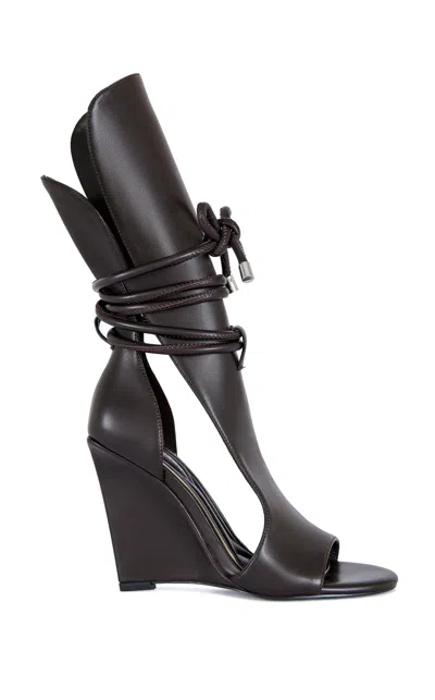Azalea Wang Women's Douma Chocolate Wrap Around Wedge Sandals In Brown