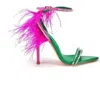 Azalea Wang Women's Ella Feathered Ankle Strap Heels In Green In Multi