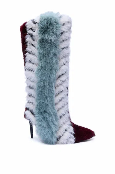 Azalea Wang Women's Fur Hidden Wedge Bootie In Briash Blue Multi