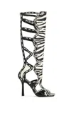 Azalea Wang Indrani Open Toe Knee High Boot In Black
