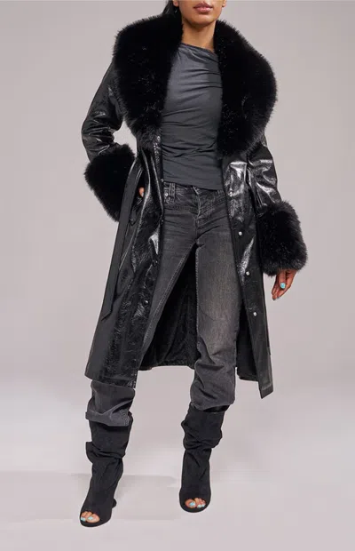 Azalea Wang Women's Kaya Midnight Long Faux Fur Jacket In Black