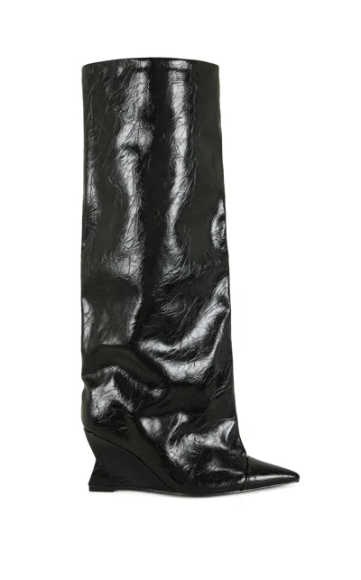 Azalea Wang Women's Kenya Black Wedge Boots