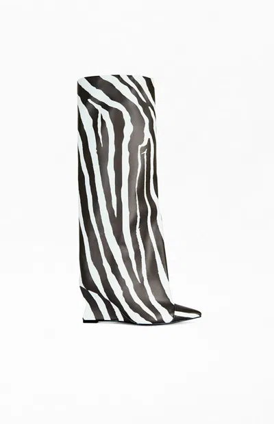 Azalea Wang Women's Kenya Wedge Boots In Black/white In Multi