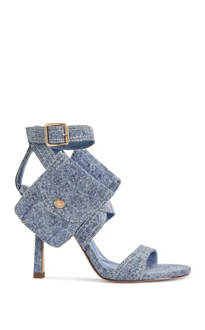 Azalea Wang Women's Kershaw Denim Pocket Stiletto Sandals In Denim Blue