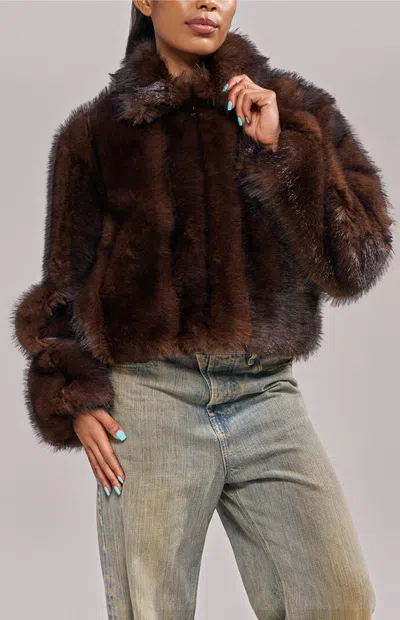 Azalea Wang Women's Kessia Chocolate Faux Fur Jacket In Brown