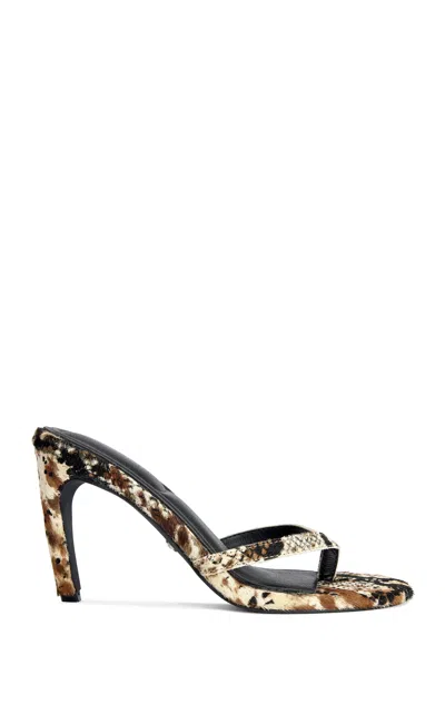 Azalea Wang Women's Lewis Cream And Brown Stiletto Sandals In Cream/brown In Multi