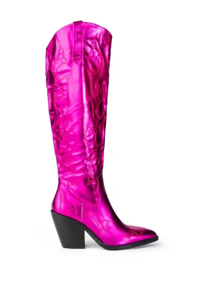 Azalea Wang Women's Mimi Metallic Bootie In Pink