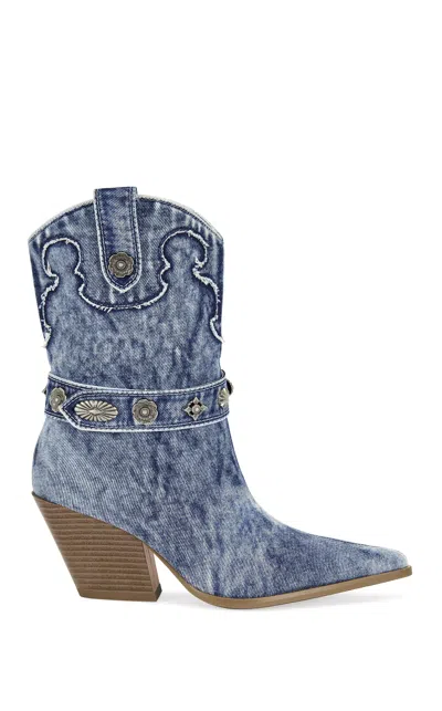 Azalea Wang Women's Neith Denim Western Bootie In Denim Blue