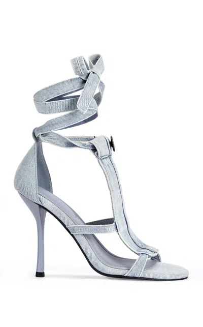 Azalea Wang Women's Normajean Denim Wrap Around Stiletto Sandals In Blue