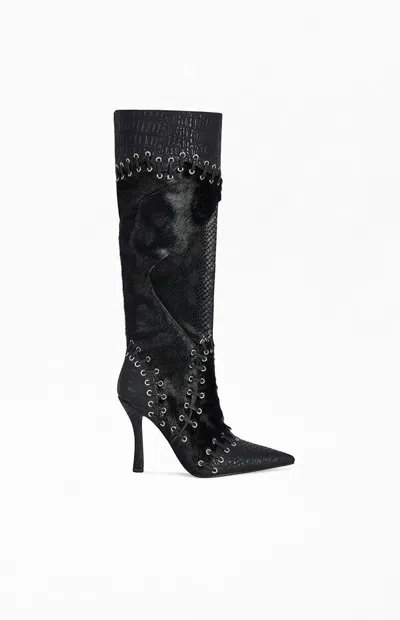 Azalea Wang Women's Novak Black Leather Stiletto Boots