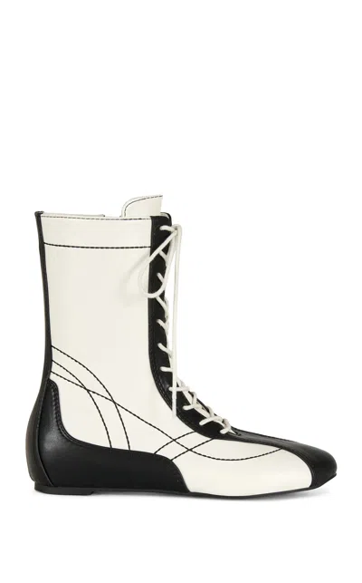 Azalea Wang Women's Passer Black Boxing Boots In White