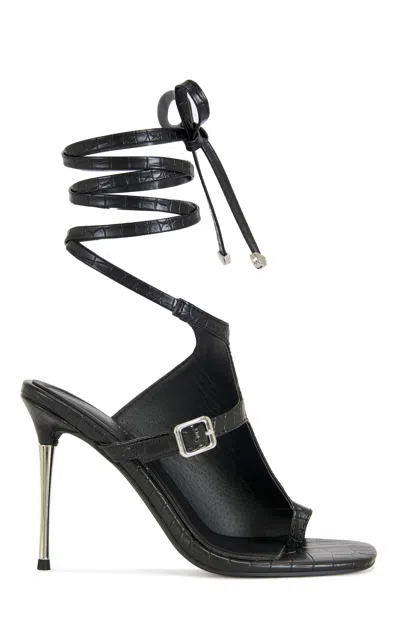 Azalea Wang Women's Previa Black Wrap Around Stiletto Sandals