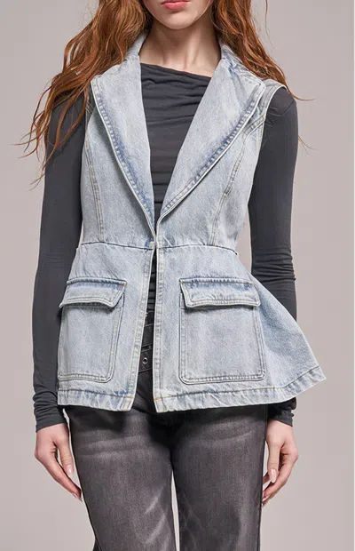 Azalea Wang Ryn Denim Peplum Vest In Black