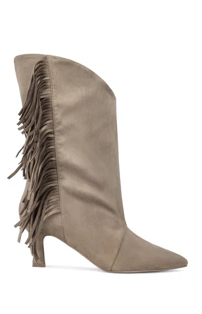 Azalea Wang Women's Sariah Taupe Fringe Booties In Brown