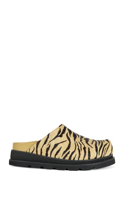 Azalea Wang Women's Sarinda Tiger Calf Hair Flatform Mules In Animal Print In Brown