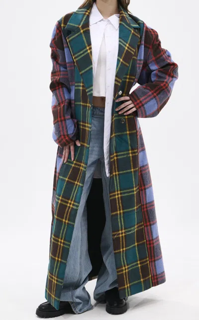 Azalea Wang Oversize Plaid Trench In Animal Print