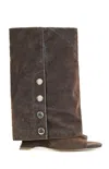 Azalea Wang Metallic Open Toe Boot In Brown