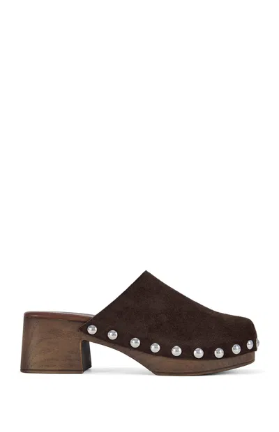 Azalea Wang Women's Walinda Chocolate Studded Clogs In Brown