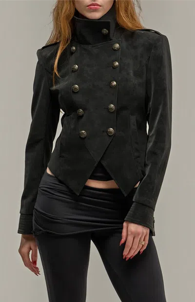 Azalea Wang Women's Xenia Black Embellished Military Cropped Jacket