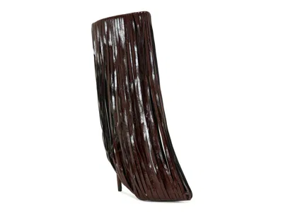 Azalea Wang Zantara Fringe Knee High Boot In Brown