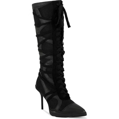 Azalea Wang Zayd Lace-up Tall Boot In Black