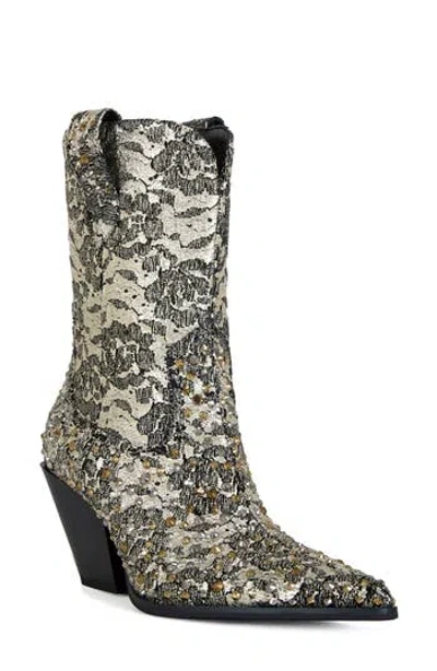 Azalea Wang Zirenne Stud Bootie In Goldblack