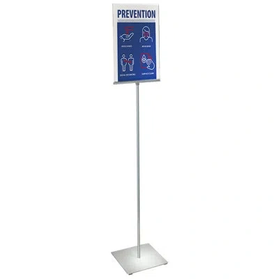 Azar Displays 11"w X 17"h Pedestal Two-sided Sign Holder Stand On Square Metal Base In Clear