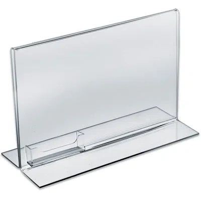 Azar Displays 11"w X 8.5"h Double-foot W/ Attached Business Card Pocket, 10-pack In Clear