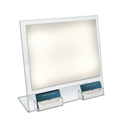 Azar Displays 11"w X 8.5"h Slanted W/ Two Attached Business Card Pocket, 2-pack In Clear