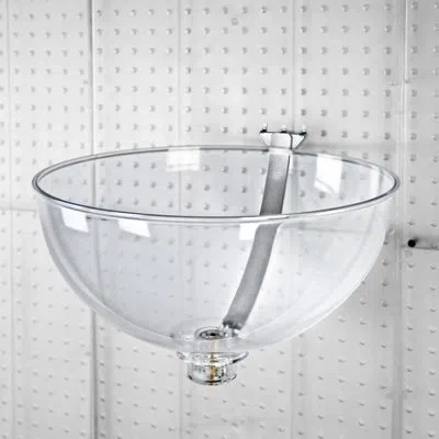 Azar Displays 14" Bowl Display With Curved Metal Arm For Pegboard/slatwall In Clear