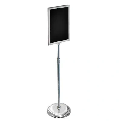 Azar Displays 14"w X 22"h Two-sided Slide-in Floor Stand On Chrome Base In Clear