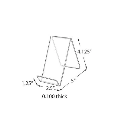 Azar Displays 2.5"w X 5"d X 4.125"h Easel Display. Front Lip: 1.25"h, 10-pack In Clear